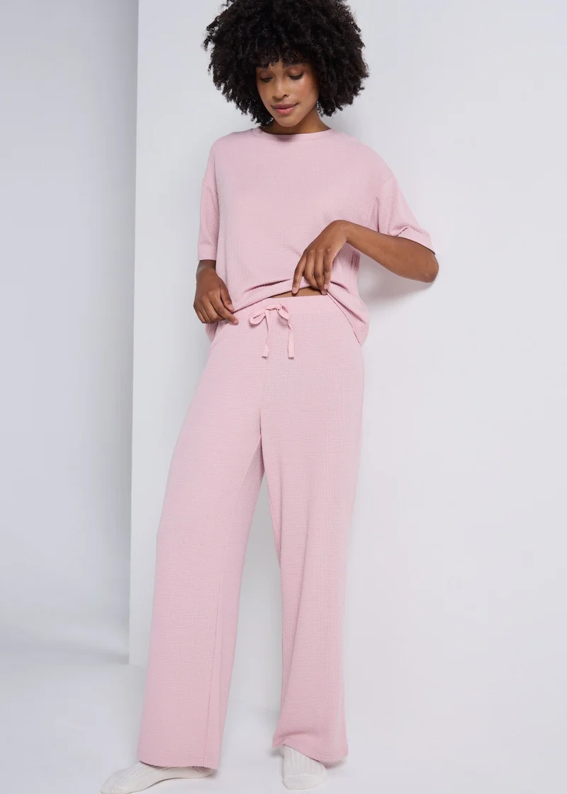 Matalan Pink Wide Leg Waffle Pyjama Bottoms