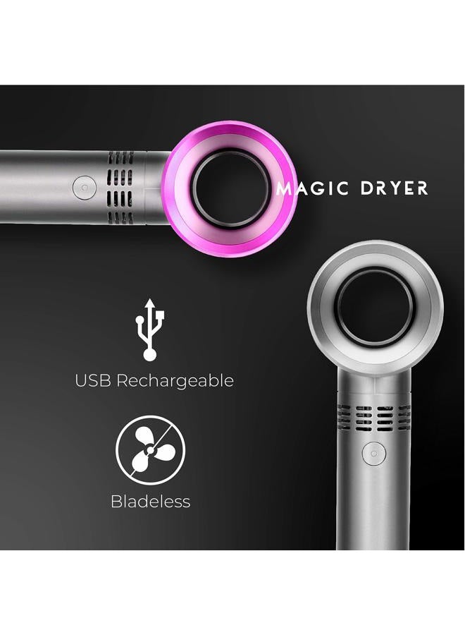 Lyon Lash Portable USB Rechargeable Bladeless Mini Fan/Air Conditioning Blower/Handheld Cooling Dryer, Essential Eyelash Extension Supplies, Dries Extensions Glue/Adhesive Rapidly (Nickel/Blue) - Image 3