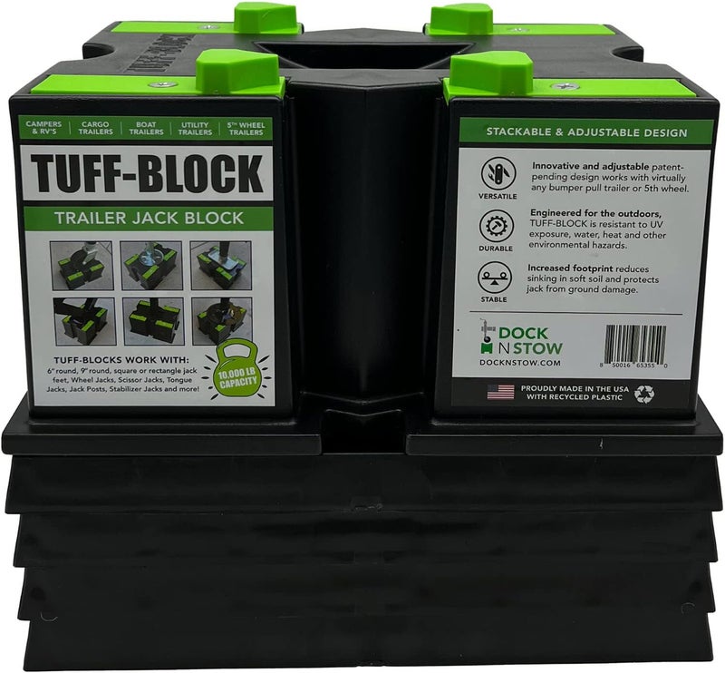 Dock N Stow TUFF Block with 4 XL Pads Combo - RV Leveling Blocks for Travel Trailers and Camper Jack Stands - Image 1