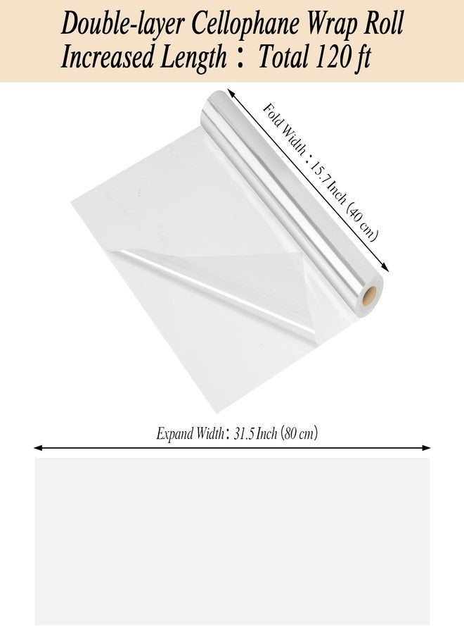 woric Cellophane Wrap for Gift Baskets 31.5 in x 120 ft Clear Easter Cellophane Wrap Roll Gift Basket Wrapping Plastic for Basket Stuffers Treats Bouquets Arts Crafts Projects(31.5" fold into 16") - Image 2