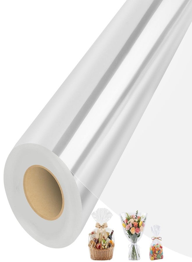 woric Cellophane Wrap for Gift Baskets 31.5 in x 120 ft Clear Easter Cellophane Wrap Roll Gift Basket Wrapping Plastic for Basket Stuffers Treats Bouquets Arts Crafts Projects(31.5" fold into 16") - Image 1