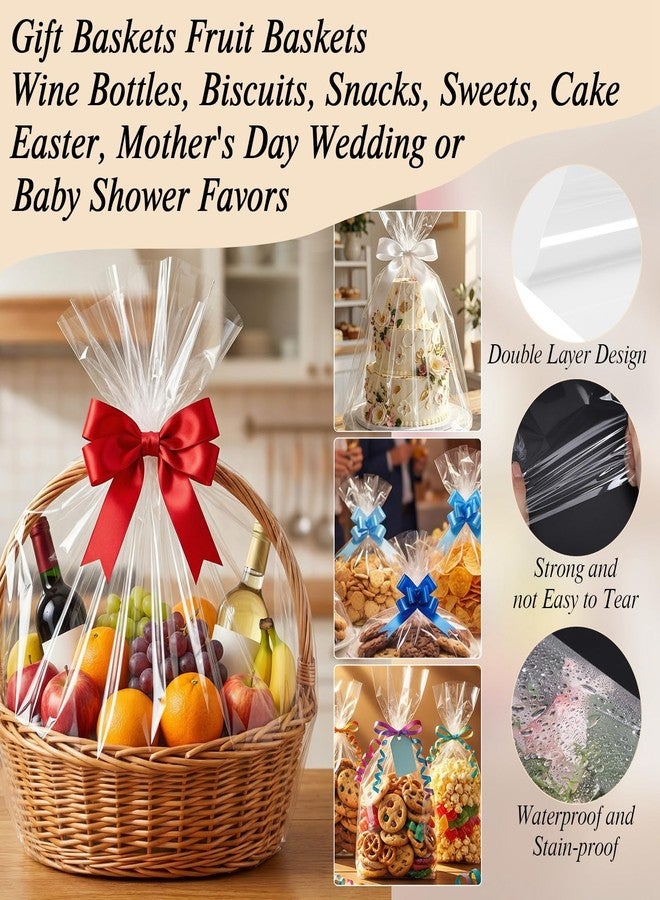 woric Cellophane Wrap for Gift Baskets 31.5 in x 120 ft Clear Easter Cellophane Wrap Roll Gift Basket Wrapping Plastic for Basket Stuffers Treats Bouquets Arts Crafts Projects(31.5" fold into 16") - Image 3