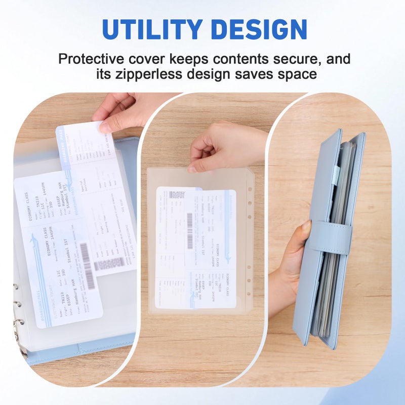 Antner 12PCS A5 Binder Pockets No Zipper 6-Hole Budget Cash Envelopes for Small Refillable Notebook, Zipless A5 Planner Inserts Binder Pouches Loose Leaf Money Organizer Bags for Saving Challenge - Image 3