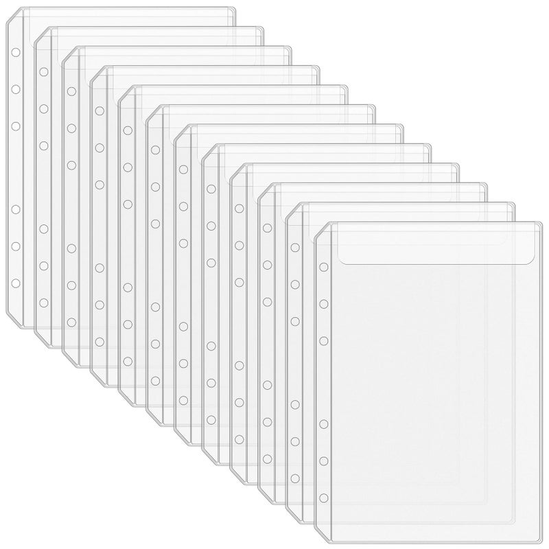 Antner 12PCS A5 Binder Pockets No Zipper 6-Hole Budget Cash Envelopes for Small Refillable Notebook, Zipless A5 Planner Inserts Binder Pouches Loose Leaf Money Organizer Bags for Saving Challenge - Image 1