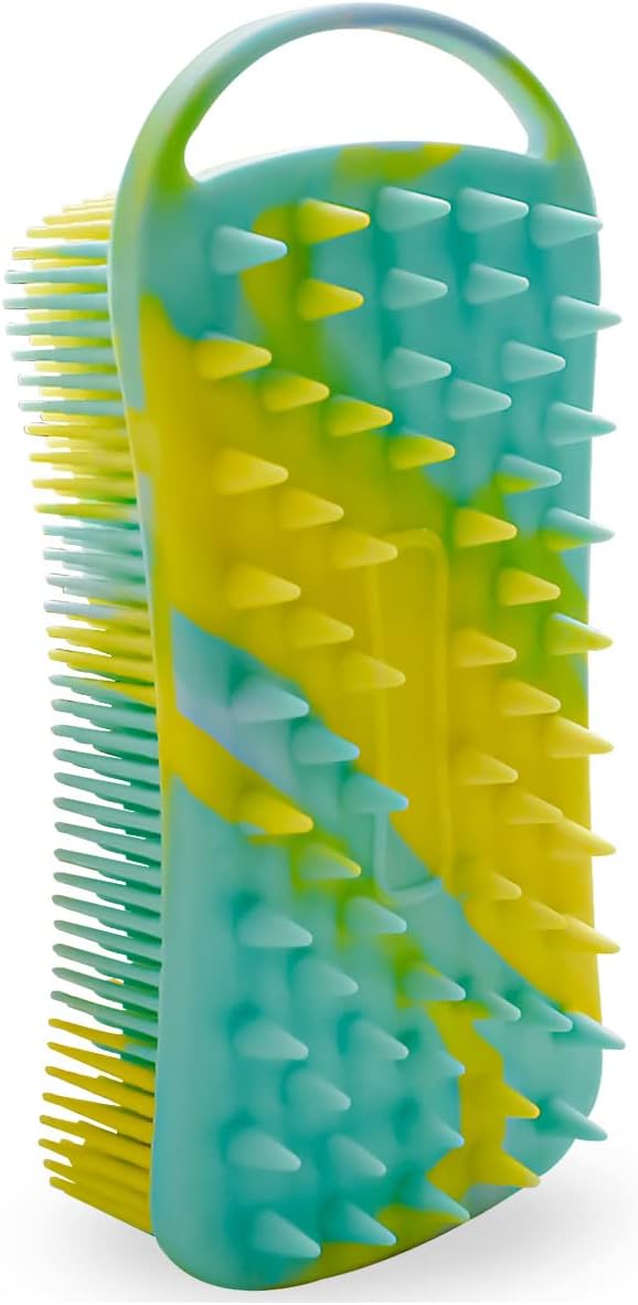 TTSAM Silicone Body Scrubber Soft Body Brush for Use in Shower Gentle Exfoliating Loofah Silicone Scalp Massager 2 in 1 Bath and Shampoo Brush for Women Men Lathers Well Easy to Clean Camouflage Green - Image 1