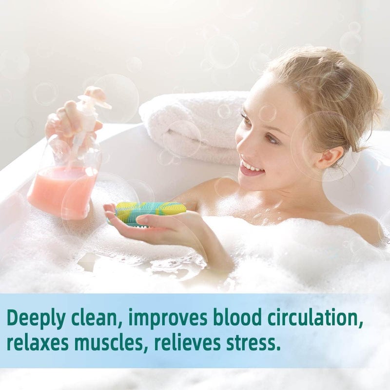 TTSAM Silicone Body Scrubber Soft Body Brush for Use in Shower Gentle Exfoliating Loofah Silicone Scalp Massager 2 in 1 Bath and Shampoo Brush for Women Men Lathers Well Easy to Clean Camouflage Green - Image 2
