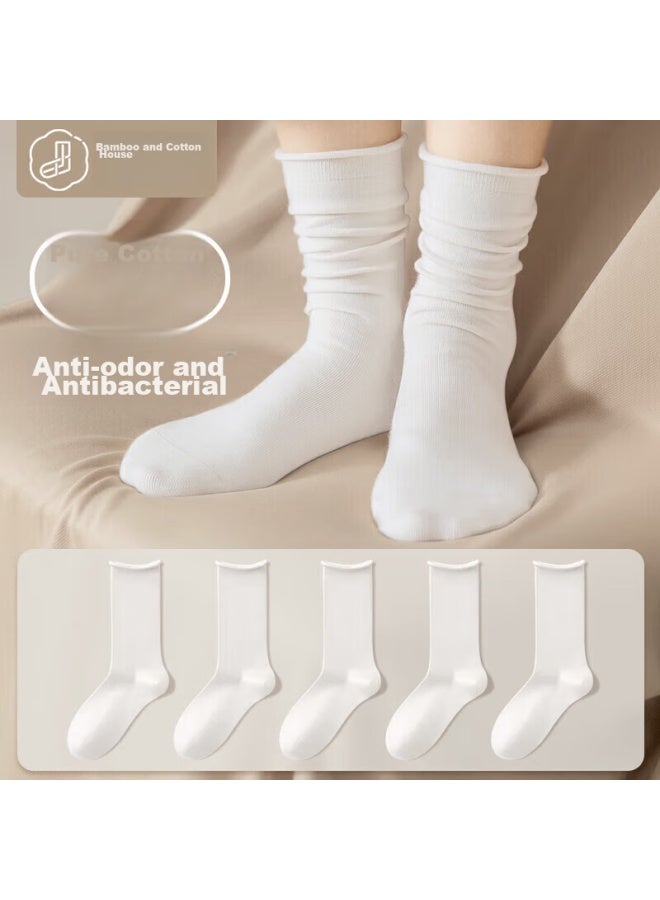 B&C.ROOM Mianzhuwu Women's Autumn Socks, Slouchy Mid-calf Socks, Sweat-absorbing, Odor-resistant, Antibacterial, Pure Cotton, Seamless Long Socks - Image 5