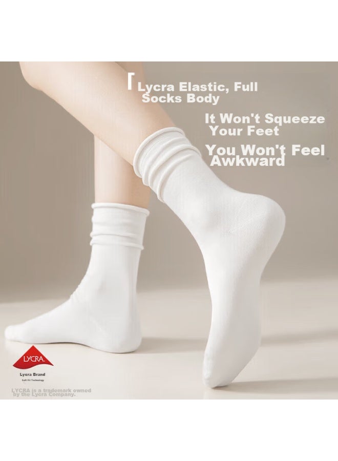 B&C.ROOM Mianzhuwu Women's Autumn Socks, Slouchy Mid-calf Socks, Sweat-absorbing, Odor-resistant, Antibacterial, Pure Cotton, Seamless Long Socks - Image 3