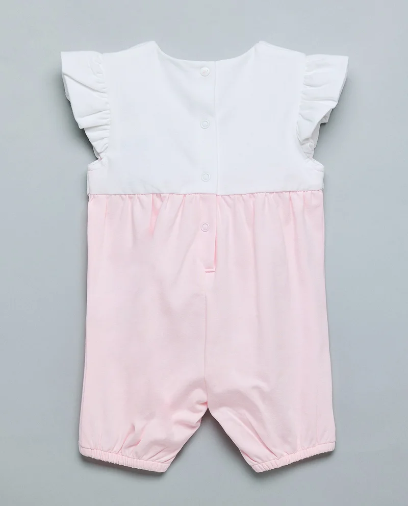 R&b Embroidered Rompers With Crew Neck And Flutter Sleeves