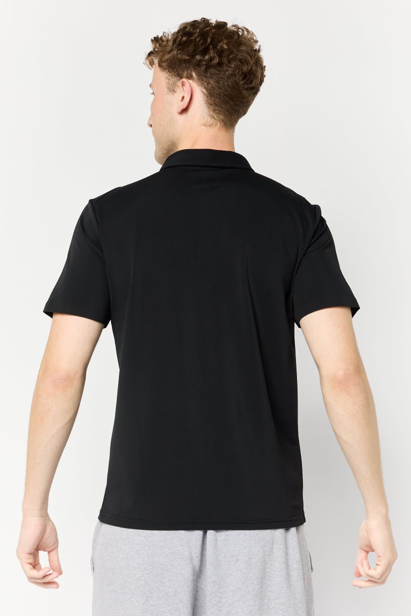 RBX Men Sportswear Fit Brand Logo Short Sleeve Outdoor Polo Shirt, Black  - Image 2