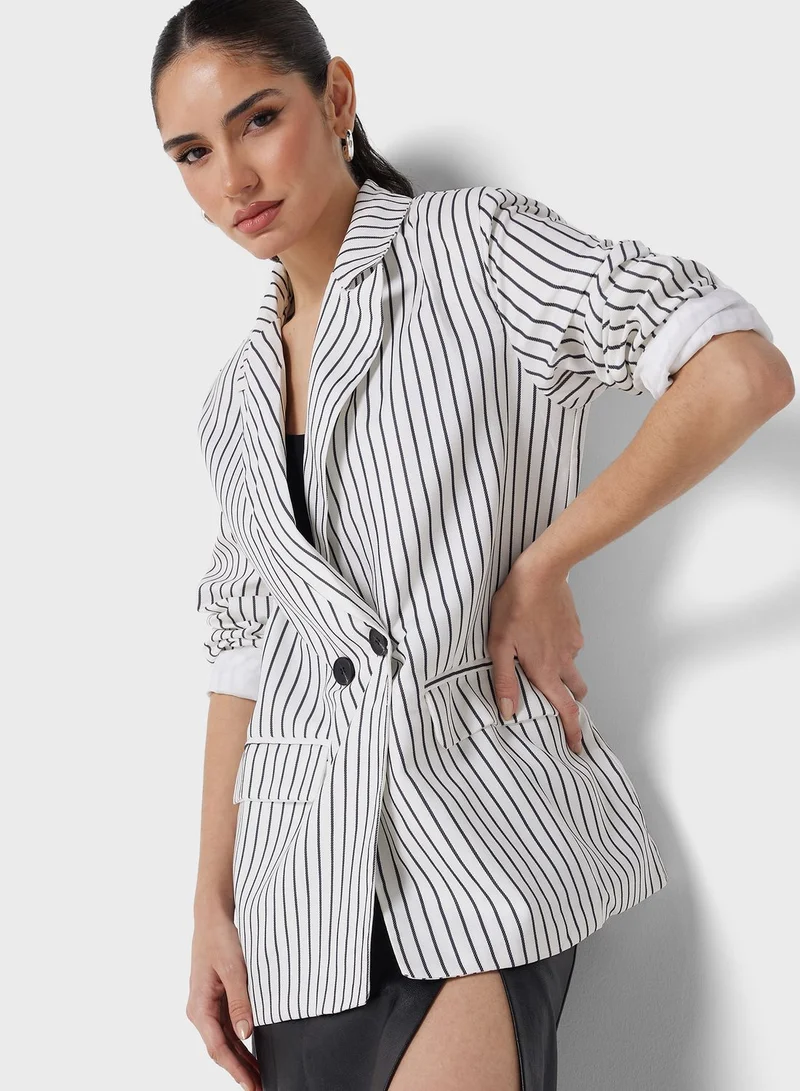 ELLA Striped Double Breasted Blazer