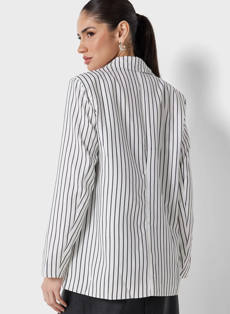 ELLA Striped Double Breasted Blazer