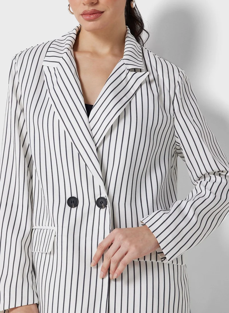 ELLA Striped Double Breasted Blazer