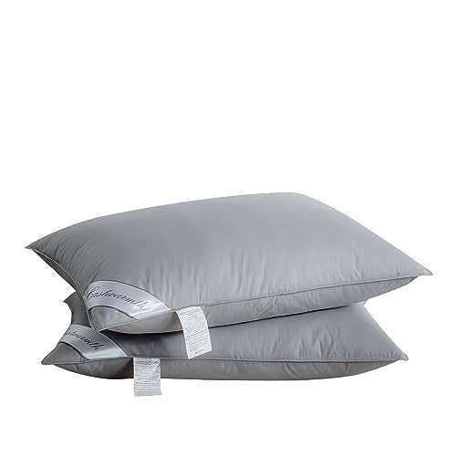 Eastwarmth King Size Goose Feather Down Bed Pillow 2 Pack for Sleeping 100% Cotton Cover Medium Firm Set of 2 King Size Gussted White - Image 1