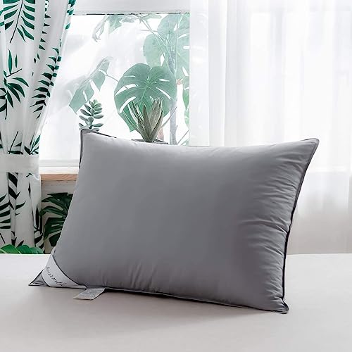 Eastwarmth King Size Goose Feather Down Bed Pillow 2 Pack for Sleeping 100% Cotton Cover Medium Firm Set of 2 King Size Gussted White - Image 2