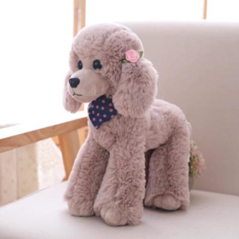 OPHRBU Poodle Plush Toys Soft and Cute Poodle Plush Toys Pillows Cushions The Best Gift for Your Family and Friends 1 pc Light Grey 12 inches - Image 3
