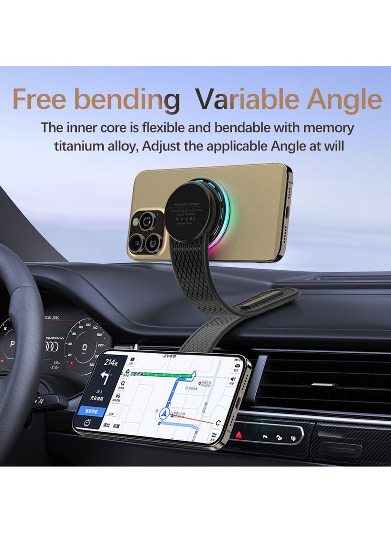 linkship 15W Magnetic Car Phone Charger - Super Strong Grip with LED Light Show, Vibration-Proof Fast Wireless Charging for iPhone & Android - Image 5