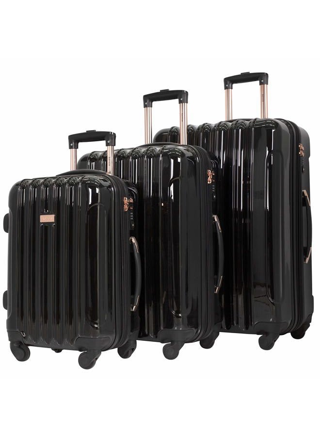 kensie Women's Alma Hardside Spinner Luggage, Metallic Black, 3-Piece Set (20/24/28), Alma Hardside Spinner Luggage - Image 1