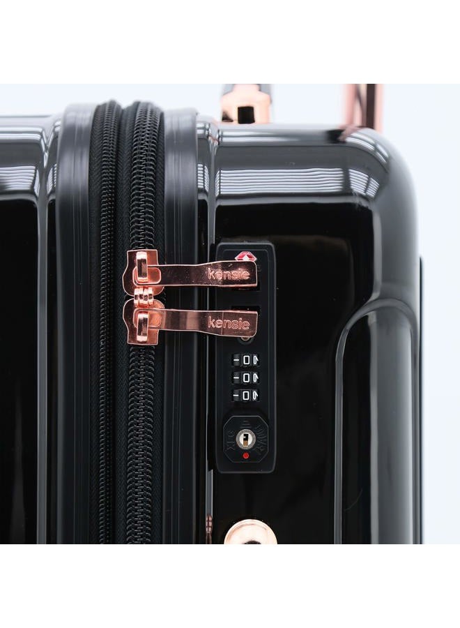 kensie Women's Alma Hardside Spinner Luggage, Metallic Black, 3-Piece Set (20/24/28), Alma Hardside Spinner Luggage - Image 2