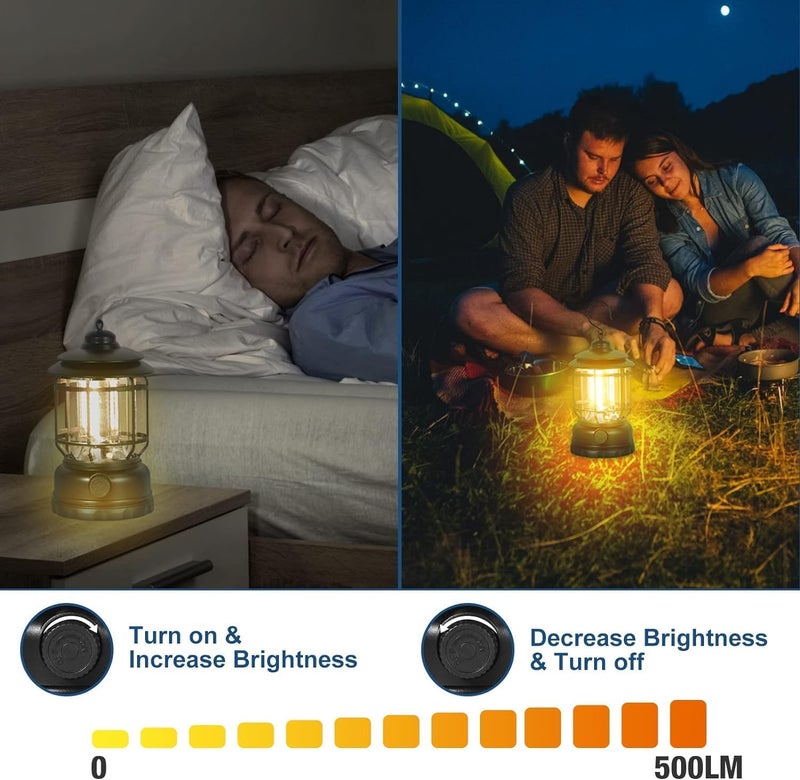 TAPUJI LED Camping Light Retro Style Lighting Battery Typec Rechargeable Dimmable Tent Lamp Outdoor Portable Waterproof Flashlight Lanterns Lightweight for Courtyard Hiking Power Outages Emergency - Image 5