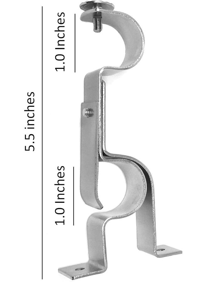 TEJATAN Double Curtain Rod Brackets - Silver - Image 2