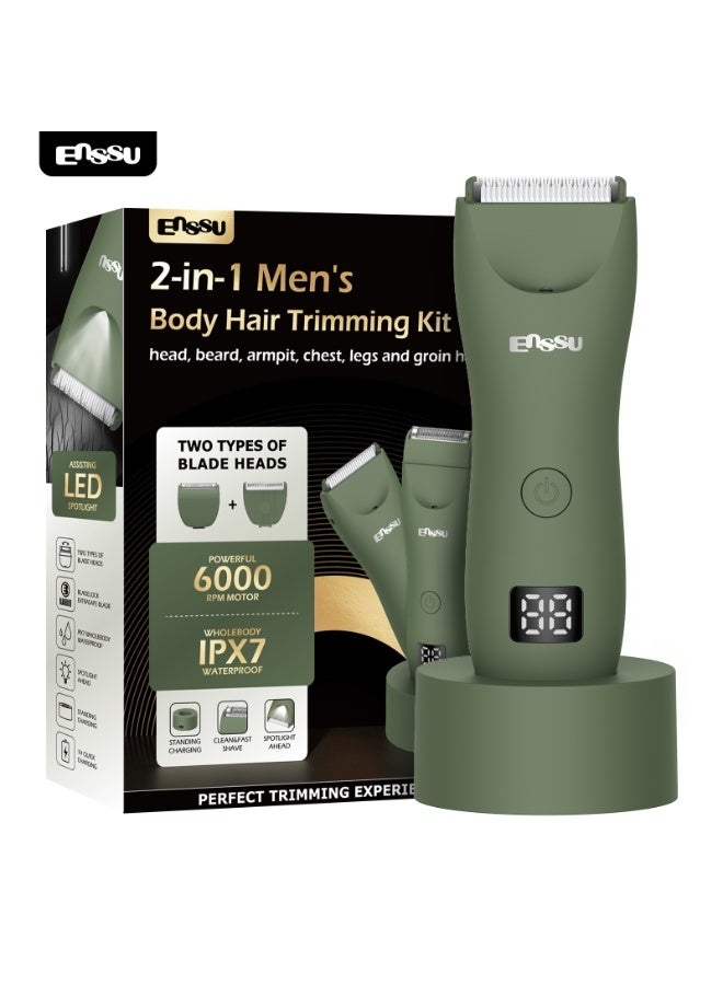 ENSSU Manscape Trimmer for Men, 2 in 1 Electric Hair Trimmer for Men - Trimmer with Ceramic Blade & Foil Shaver, No-Nick Shaving, IPX7 Waterproof Body Groomer for Bikini/Pubic/Groin - Image 1
