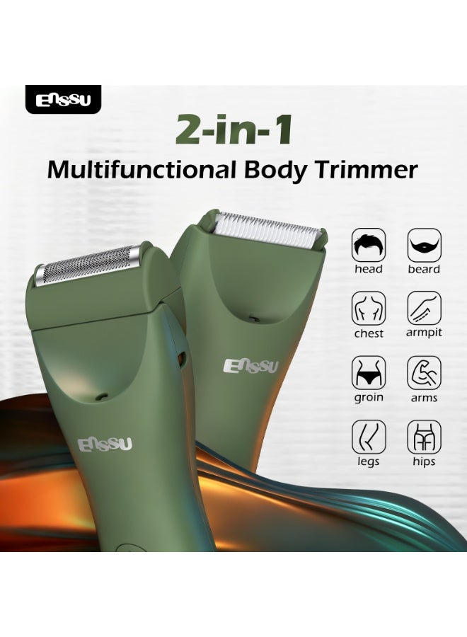 ENSSU Manscape Trimmer for Men, 2 in 1 Electric Hair Trimmer for Men - Trimmer with Ceramic Blade & Foil Shaver, No-Nick Shaving, IPX7 Waterproof Body Groomer for Bikini/Pubic/Groin - Image 2
