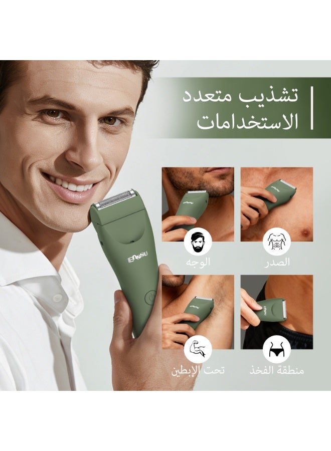 اي ان اس اس يو مقص شعر الرجال ENSSU Manscape Trimmer، مقص شعر كهربائي 2 في 1 للرجال - مقص بشفرة سيراميك وشفرة حلاقة، حلاقة بدون جروح، جهاز حلاقة مقاوم للماء IPX7 - Image 4