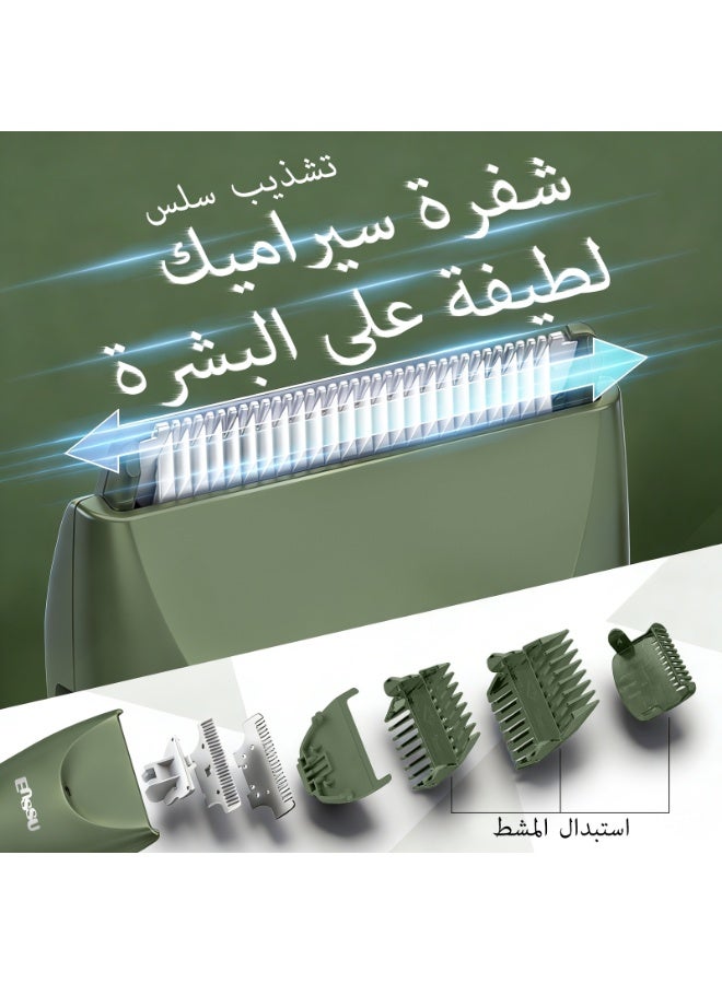اي ان اس اس يو مقص شعر الرجال ENSSU Manscape Trimmer، مقص شعر كهربائي 2 في 1 للرجال - مقص بشفرة سيراميك وشفرة حلاقة، حلاقة بدون جروح، جهاز حلاقة مقاوم للماء IPX7 - Image 2