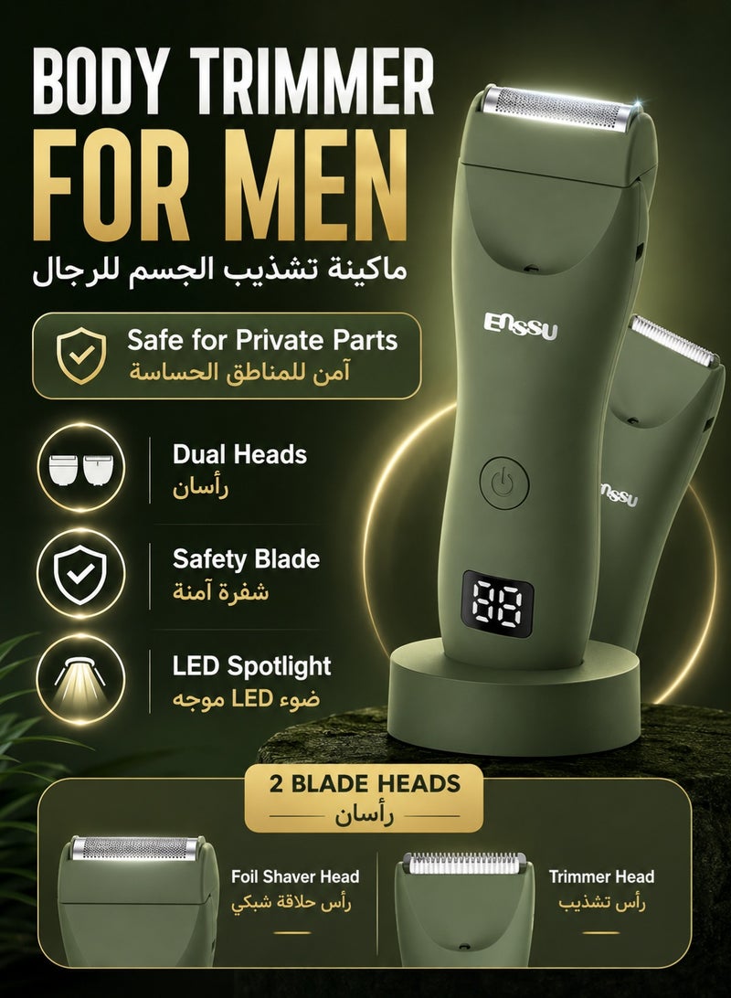 ENSSU Manscape Trimmer for Men, 2 in 1 Electric Hair Trimmer for Men - Trimmer with Ceramic Blade & Foil Shaver, No-Nick Shaving, IPX7 Waterproof Body Groomer for Bikini/Pubic/Groin - Image 1