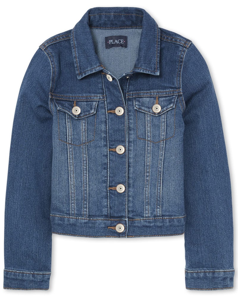 The Children's Place girls Basic Denim Jacket, Azure Wash, Large US - Image 1