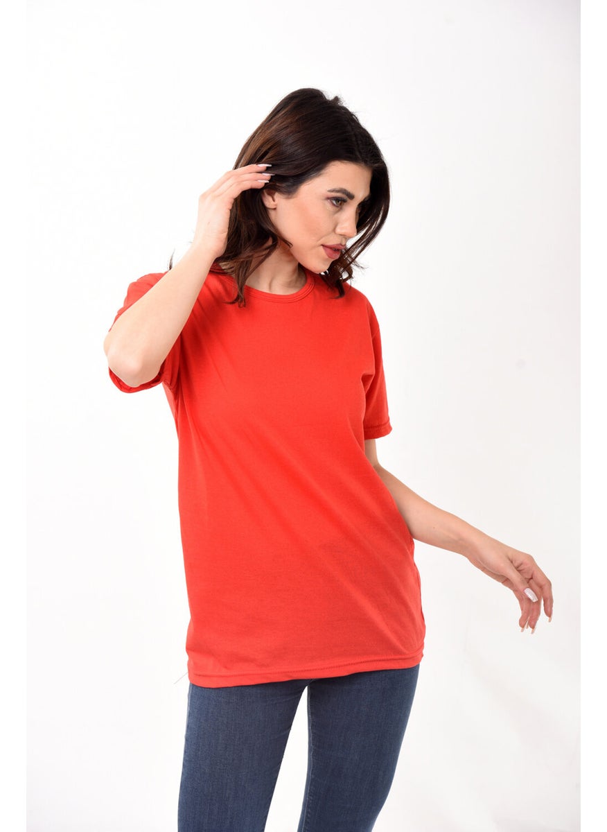 Belifanti Collection Women's Basic Crew Neck Short Sleeve T-Shirt Red  - Image 3