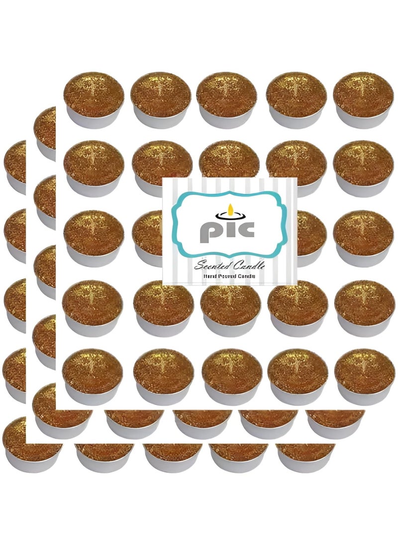 Pure Indian Candle Pure Indian Candle Handmade Scented Golden Tea Light Candle Sandalwood Amber Fragrance Pack of 75 pcs PICCG006 