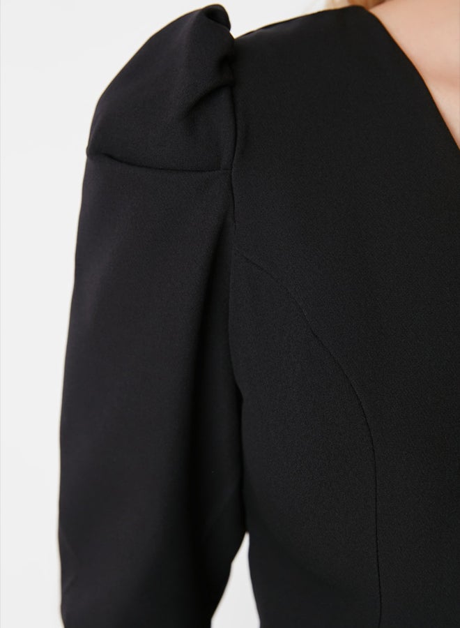 trendyol Black V Neck Woven Dress - Image 4