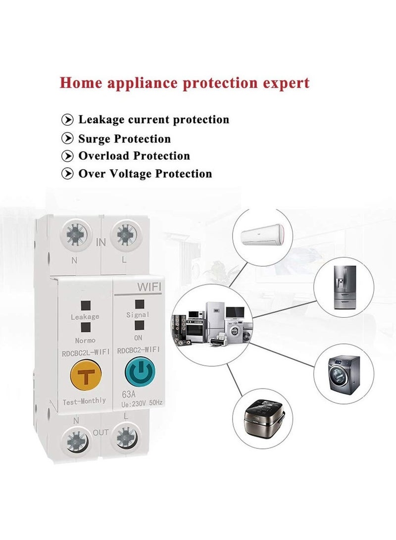 Ewelink APP 2P 63A Din Rail WiFi Energy Meter Intelligent Power Consumption kWh Circuit Breaker Switch - Image 4
