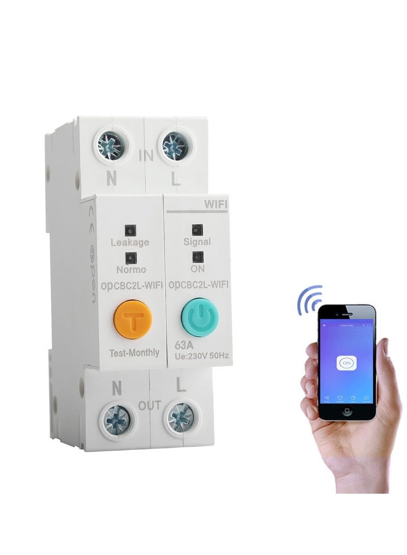 Ewelink APP 2P 63A Din Rail WiFi Energy Meter Intelligent Power Consumption kWh Circuit Breaker Switch - Image 3