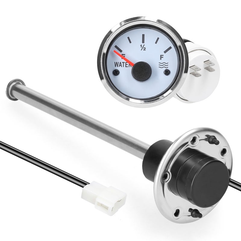 Fuel Level Gauge 0-190ohm 200mm Stainless Steel - Backlit Design Fuel Gauge for Car Truck Marine Boat - Image 1