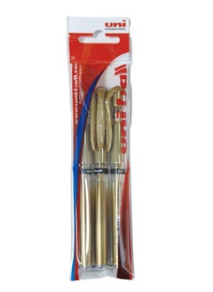 Uniball uni-ball Uni Ball Gold Signo Pen Broad Metallic Gel Ink Rollerball Metal 1mm Tip Nib 0.65mm Line Width With Rubber Grip UM-153 (Pack Of 3)  - Image 2