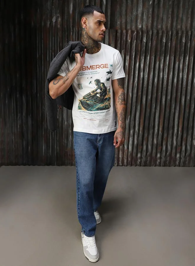HIGH STAR Graphic Print Cotton Regular Fit T-Shirt by Styli