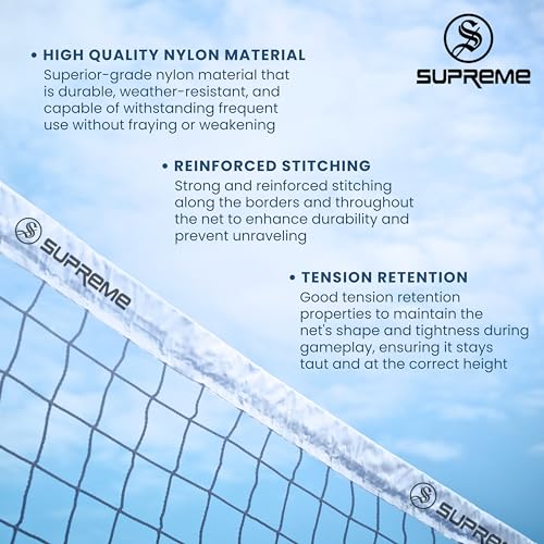 Supreme Volleyball Net Super Nylon (4 Side Tape) Tournament-Competition Net (Pack of 1). - Image 5