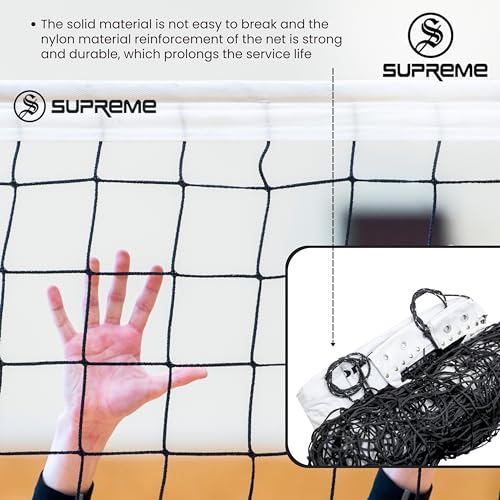 Supreme Volleyball Net Super Nylon (4 Side Tape) Tournament-Competition Net (Pack of 1). - Image 4