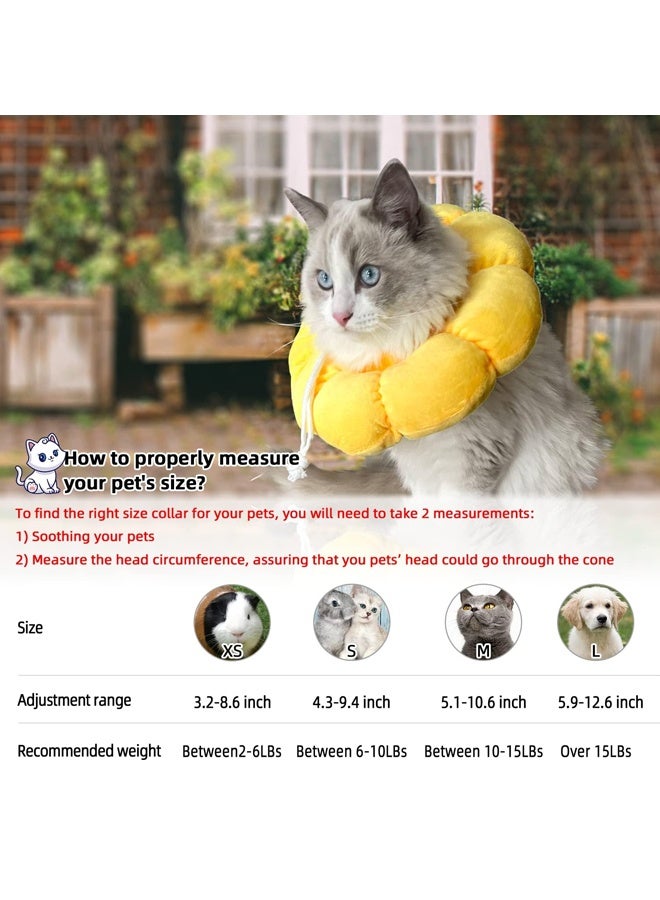 Generic Cat Small Dog Recovery Collar, Cute Sunflower Neck Cone After Surgery, Adjustable Pet Collar, Wound Healing Protective Cone Surgery Recovery Elizabethan Collars for Small Pets M size (17-27cm)  - Image 2