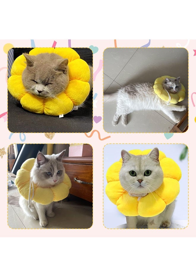 Generic Cat Small Dog Recovery Collar, Cute Sunflower Neck Cone After Surgery, Adjustable Pet Collar, Wound Healing Protective Cone Surgery Recovery Elizabethan Collars for Small Pets M size (17-27cm)  - Image 4