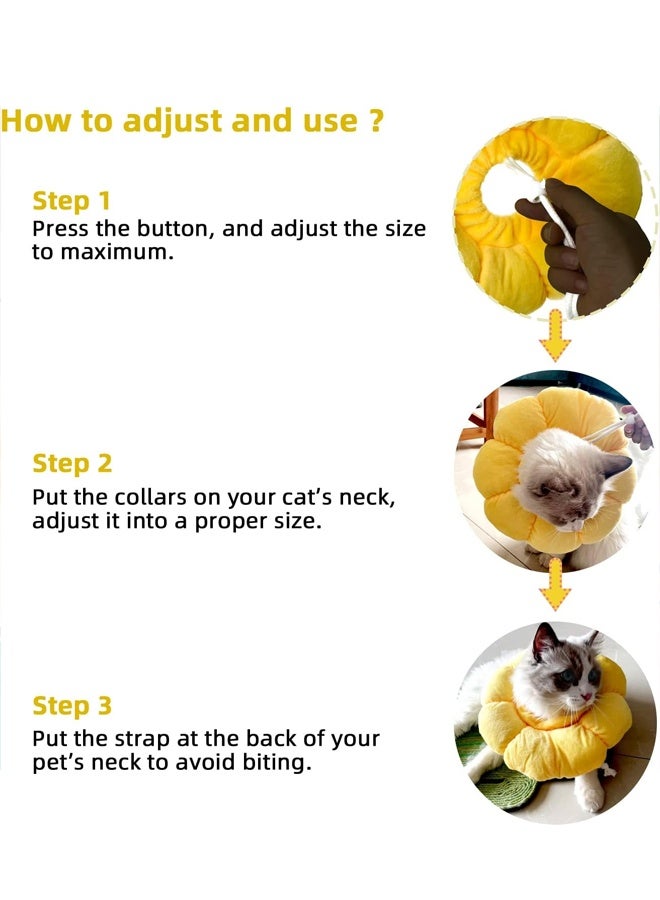Generic Cat Small Dog Recovery Collar, Cute Sunflower Neck Cone After Surgery, Adjustable Pet Collar, Wound Healing Protective Cone Surgery Recovery Elizabethan Collars for Small Pets M size (17-27cm)  - Image 3