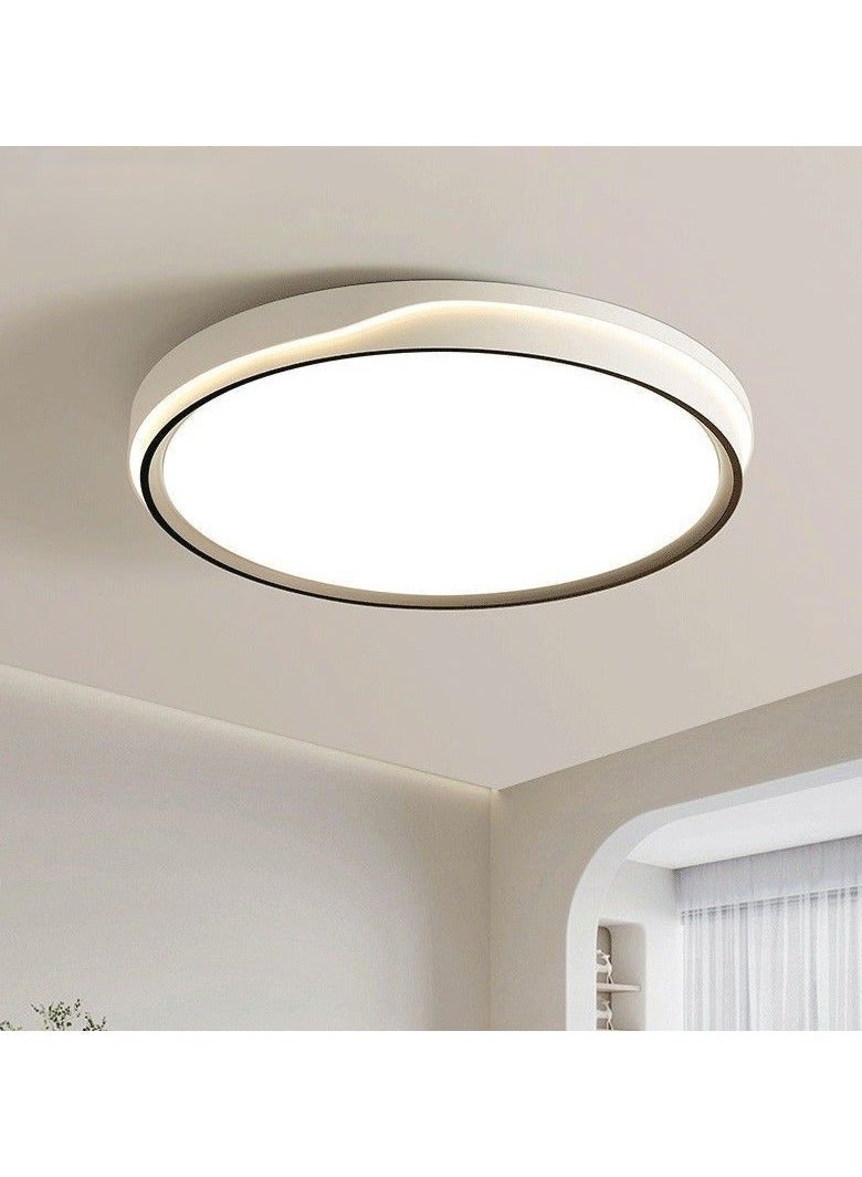 مصباح سقف LED عصري بسيط الشكل ومستدير الشكل لغرف المعيشة وغرف النوم إضاءة محيطة مزدوجة الحلقة تحمي العين قابلة للتعتيم مصباح منزلي على الطراز الاسكندنافي