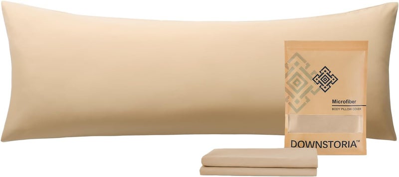 DOWNSTORIA Body Pillow Cover, Ultra Soft Microfiber Long Pillowcase, Envelope Closure Large Pillow Cases 20x54 inch (Beige) - Image 1