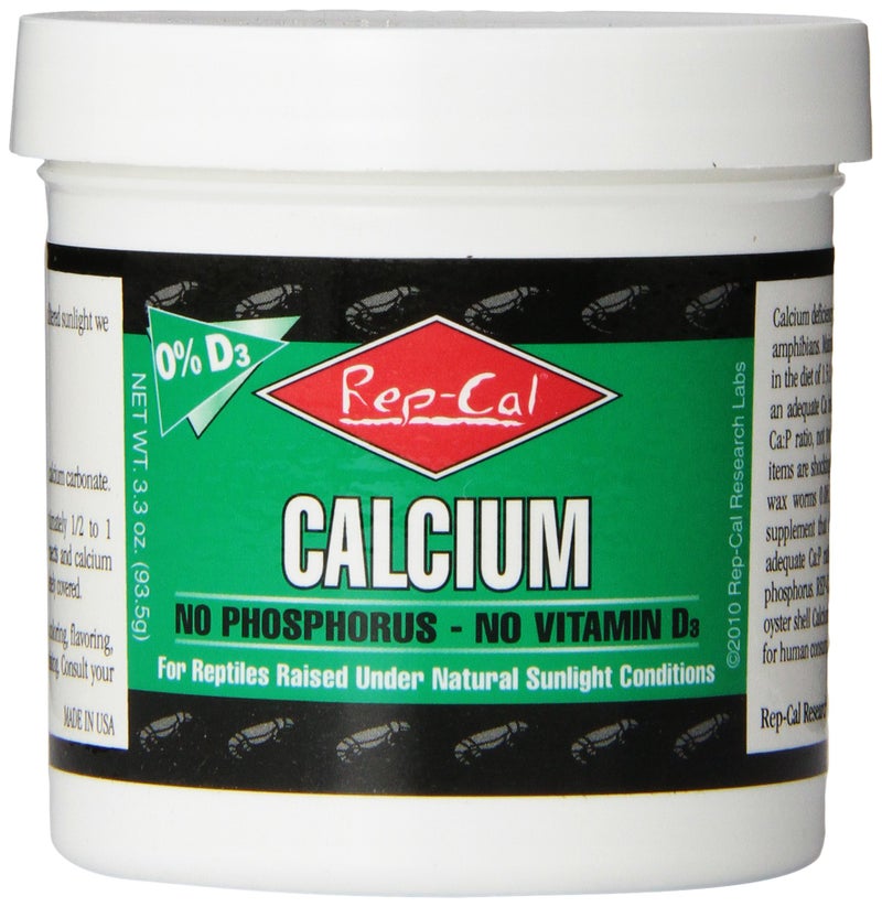 Rep-Cal 52298 Phosphorous-Free Calcium Powder Reptile/Amphibian Supplement Without Vitamin D3, 4.1 oz,white - Image 1