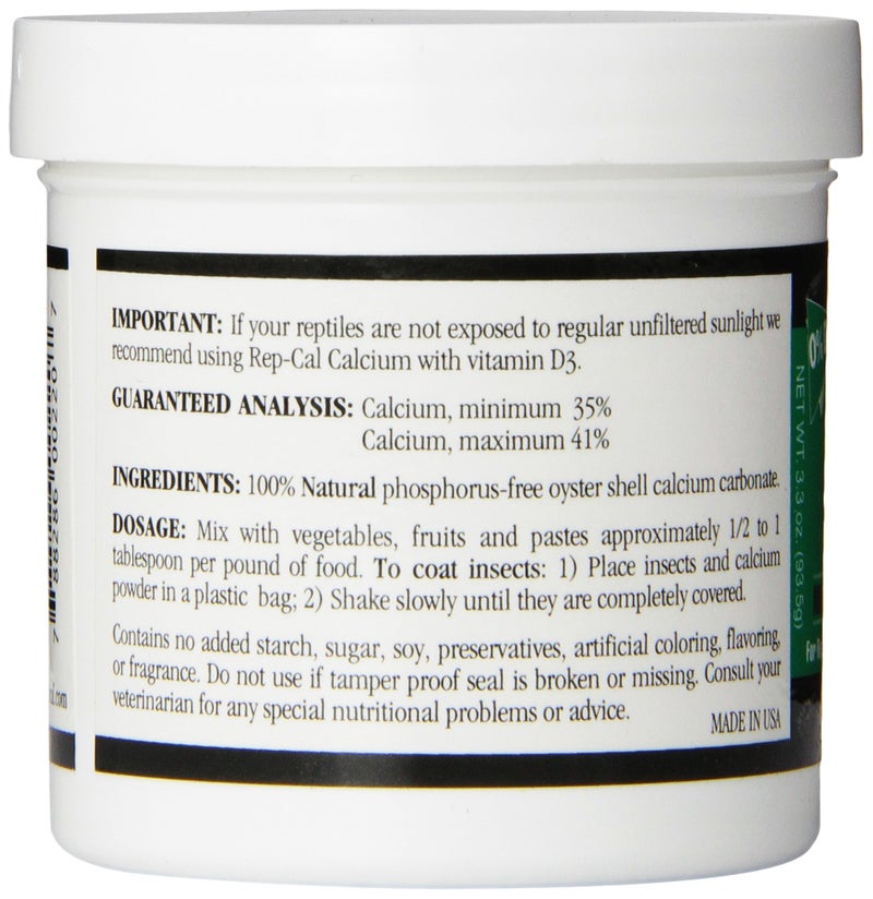 Rep-Cal 52298 Phosphorous-Free Calcium Powder Reptile/Amphibian Supplement Without Vitamin D3, 4.1 oz,white - Image 3
