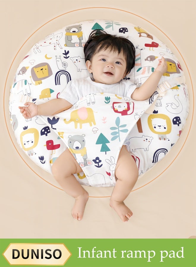 DUNISO وسادة زاوية سرير مضادة للتقيؤ للأطفال، وسادة منحدر للأطفال الرضع، وسادة تغذية للأطفال الصغار، وسادة ثلاثية الأبعاد خماسية الشكل، وسادة نوم للرضاعة، دعم للرقبة للأطفال - Image 1