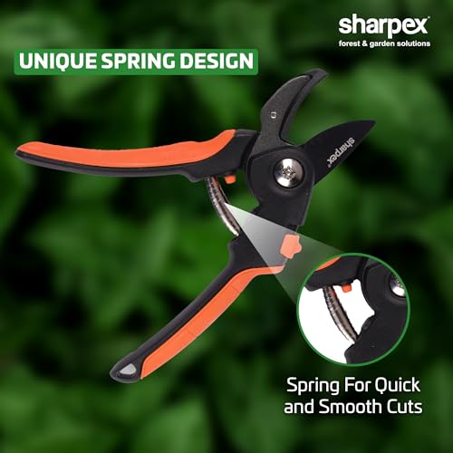 Sharpex Heavy Duty 8 Inch Garden Bypass Pruning Shears | SK5 Carbon Steel With Teflon Coating Blade | Tree Trimmers Secateurs, Plant Cutter For Home Gardening Scissors, Plant Branch Cutter For Tree - Image 4